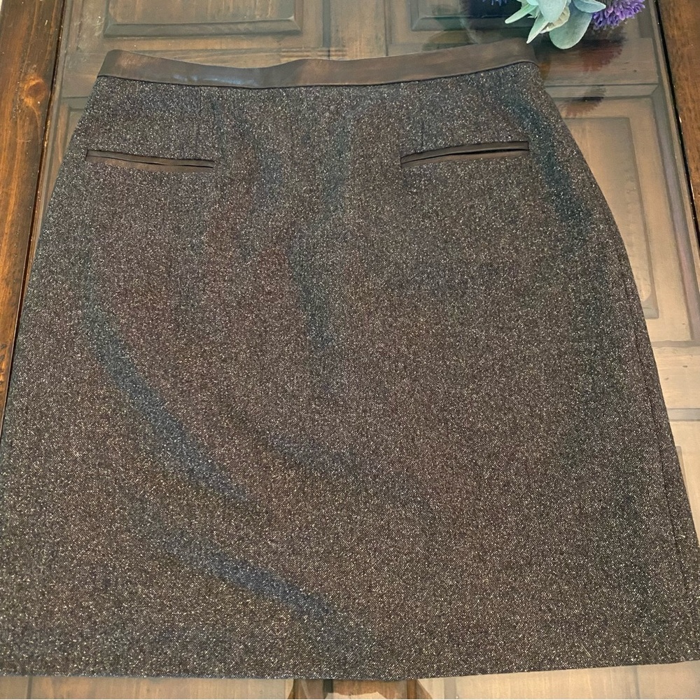 Rebecca Taylor Wool Blend Leather trim Skirt size M / 10
